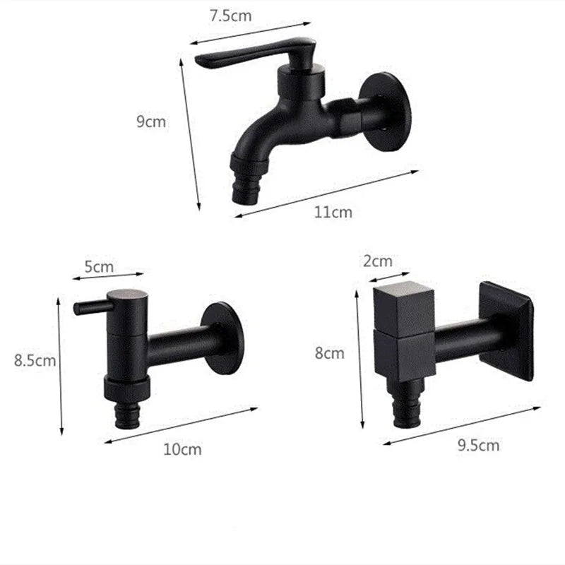NoirStream – Matte Black Wall Tap – Modern Space-Saving Faucet