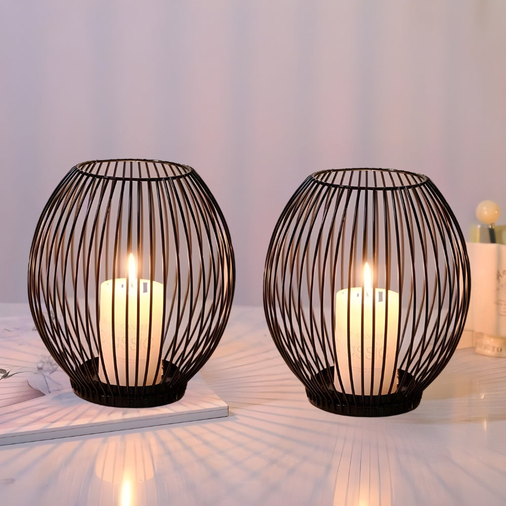 Waver Candle Holder - Gold Geometric Iron Design, Pillar Candle Holder 3