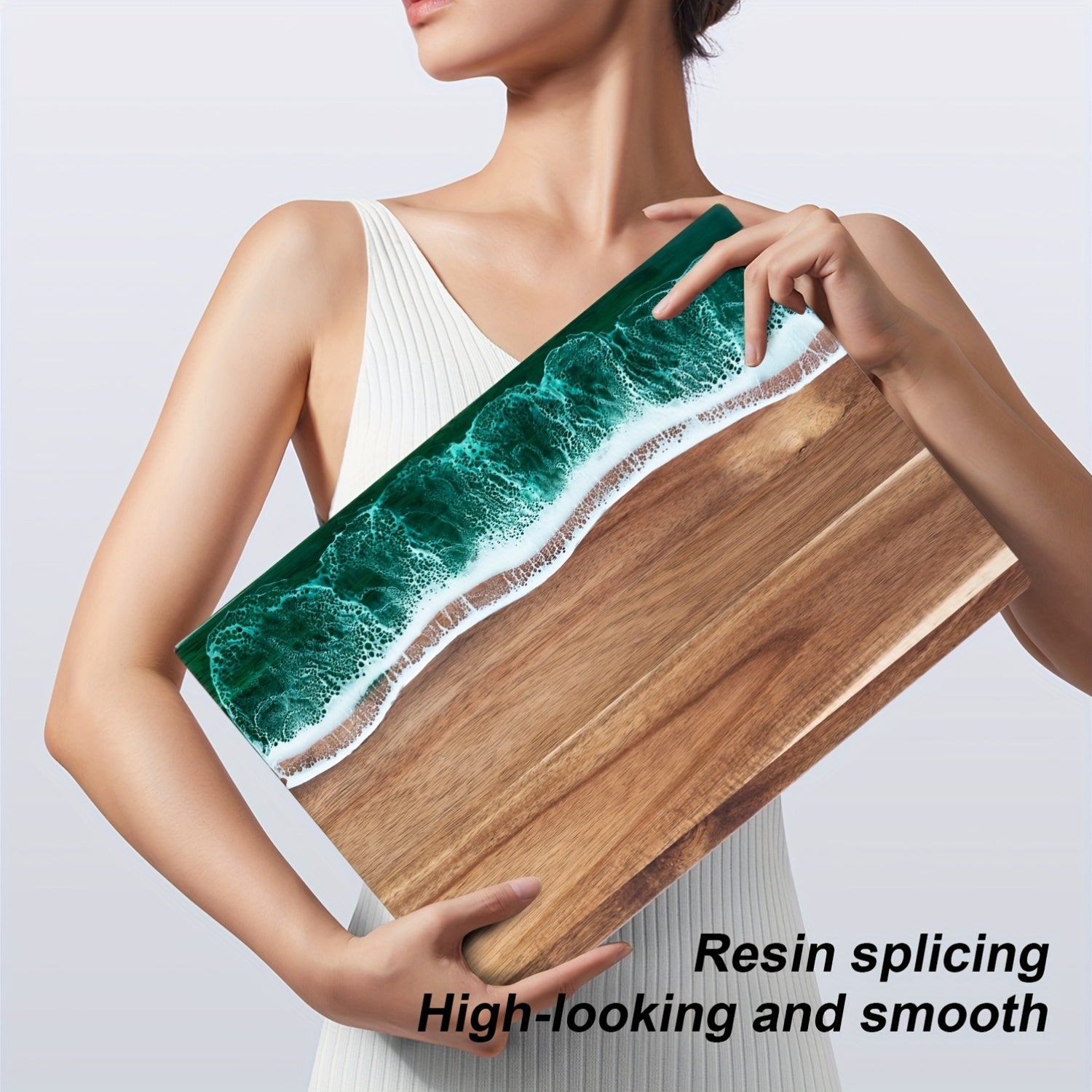 Waver Cutting Board - Acacia Wood with Ocean Resin Inlay, Multi-Purpose Chopping Board 4