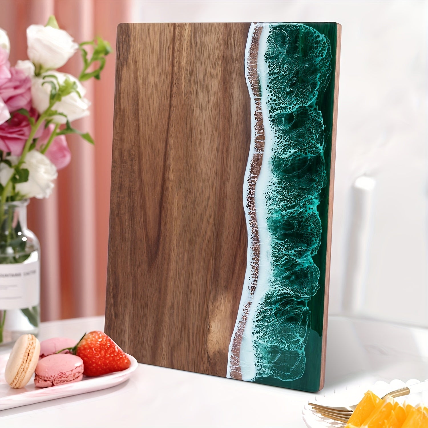 Waver Cutting Board - Acacia Wood with Ocean Resin Inlay, Multi-Purpose Chopping Board 7