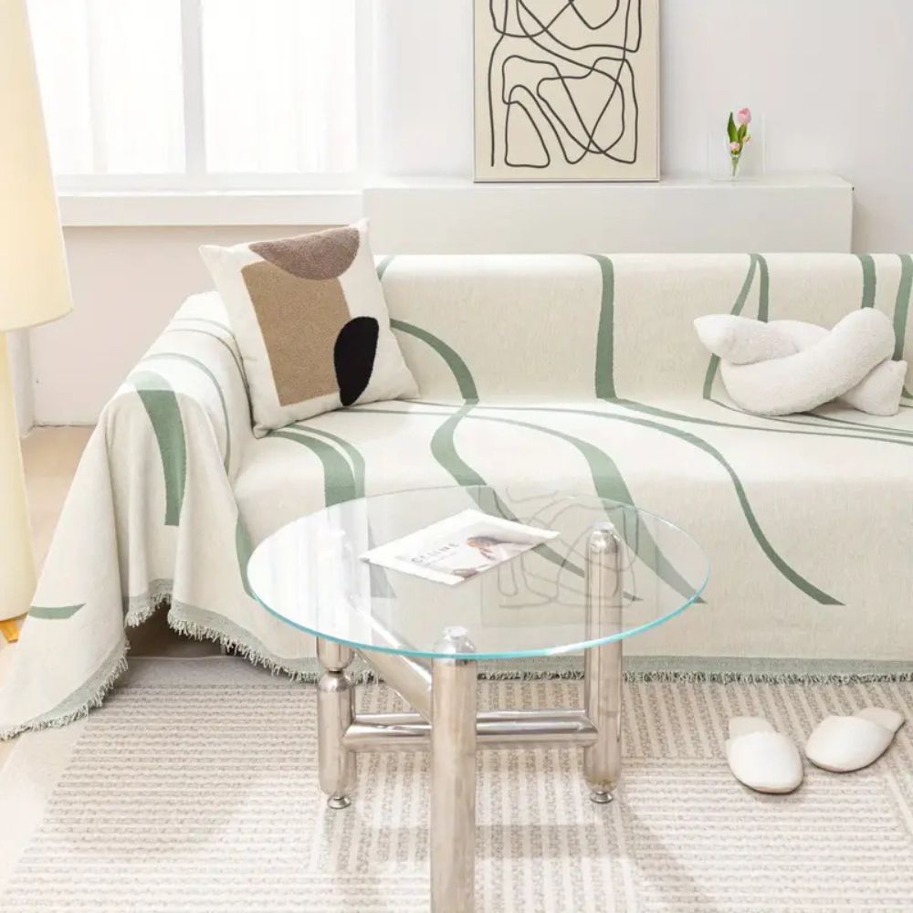 Waver Sofa Cover - Jacquard Chenille, Non-Slip Design 3
