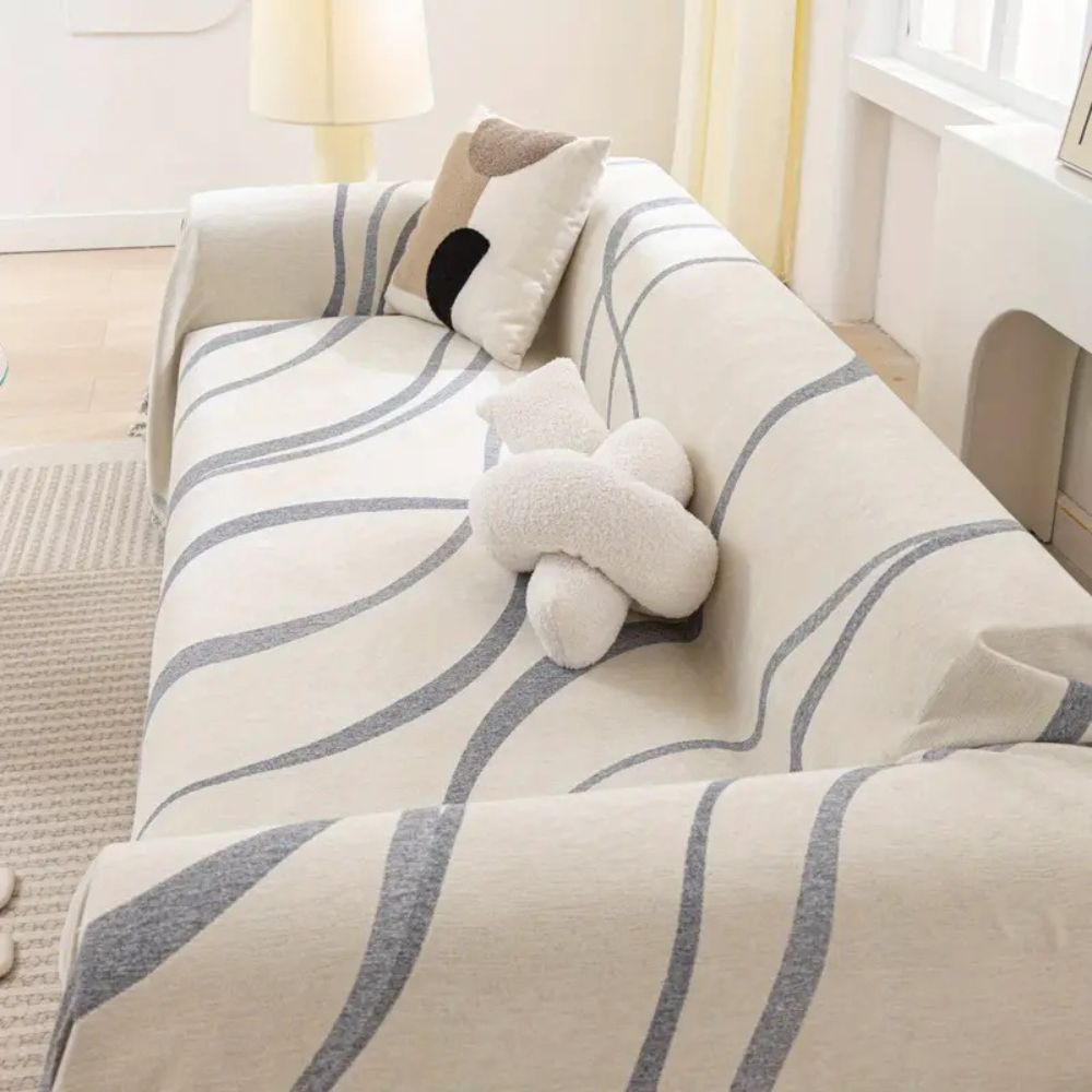 Waver Sofa Cover - Jacquard Chenille, Non-Slip Design 4