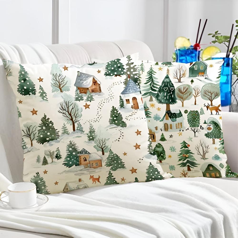 Wesley Christmas Cushion Cover - Polyester, Festive Snowman and Reindeer Design 2