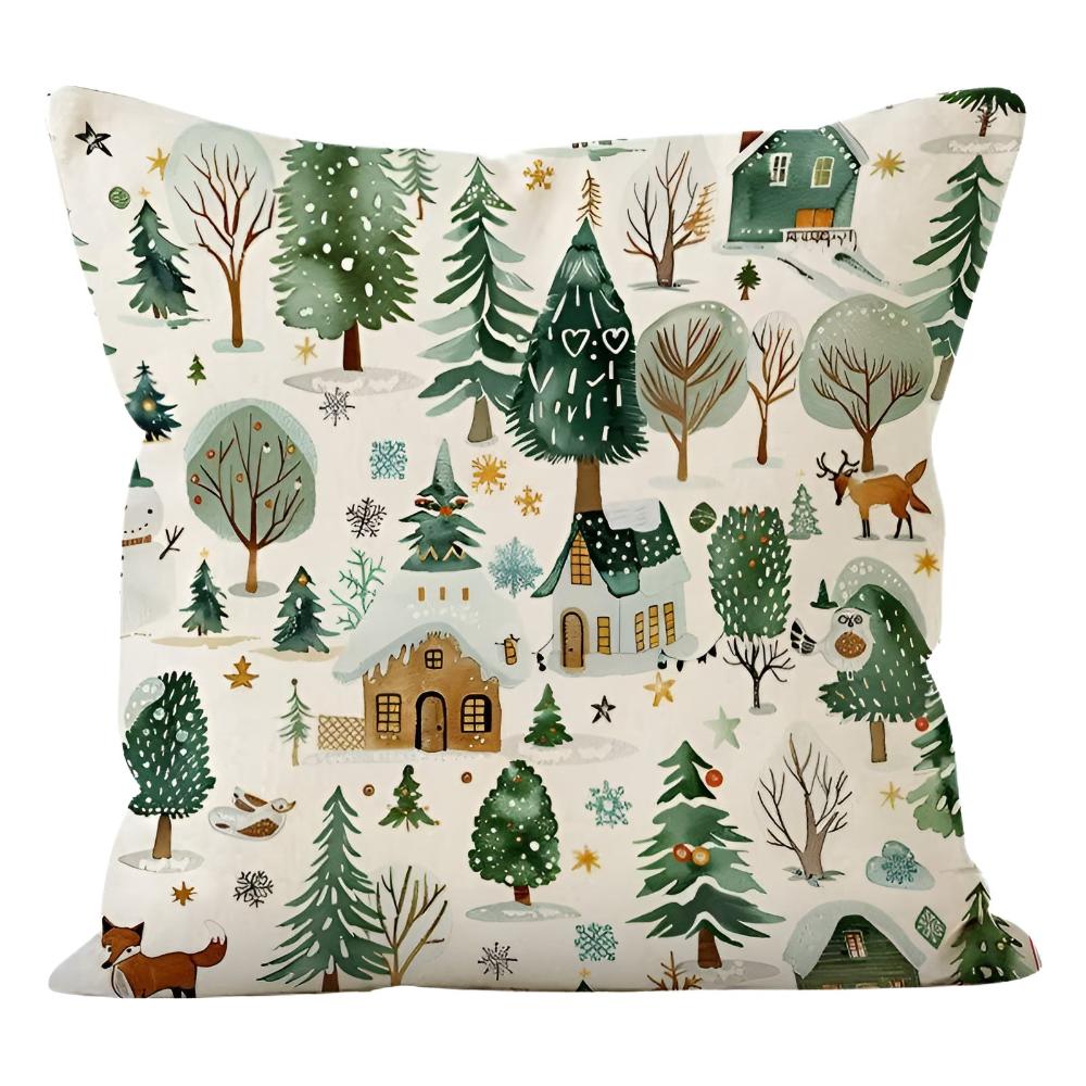 Wesley Christmas Cushion Cover - Polyester, Festive Snowman and Reindeer Design 5