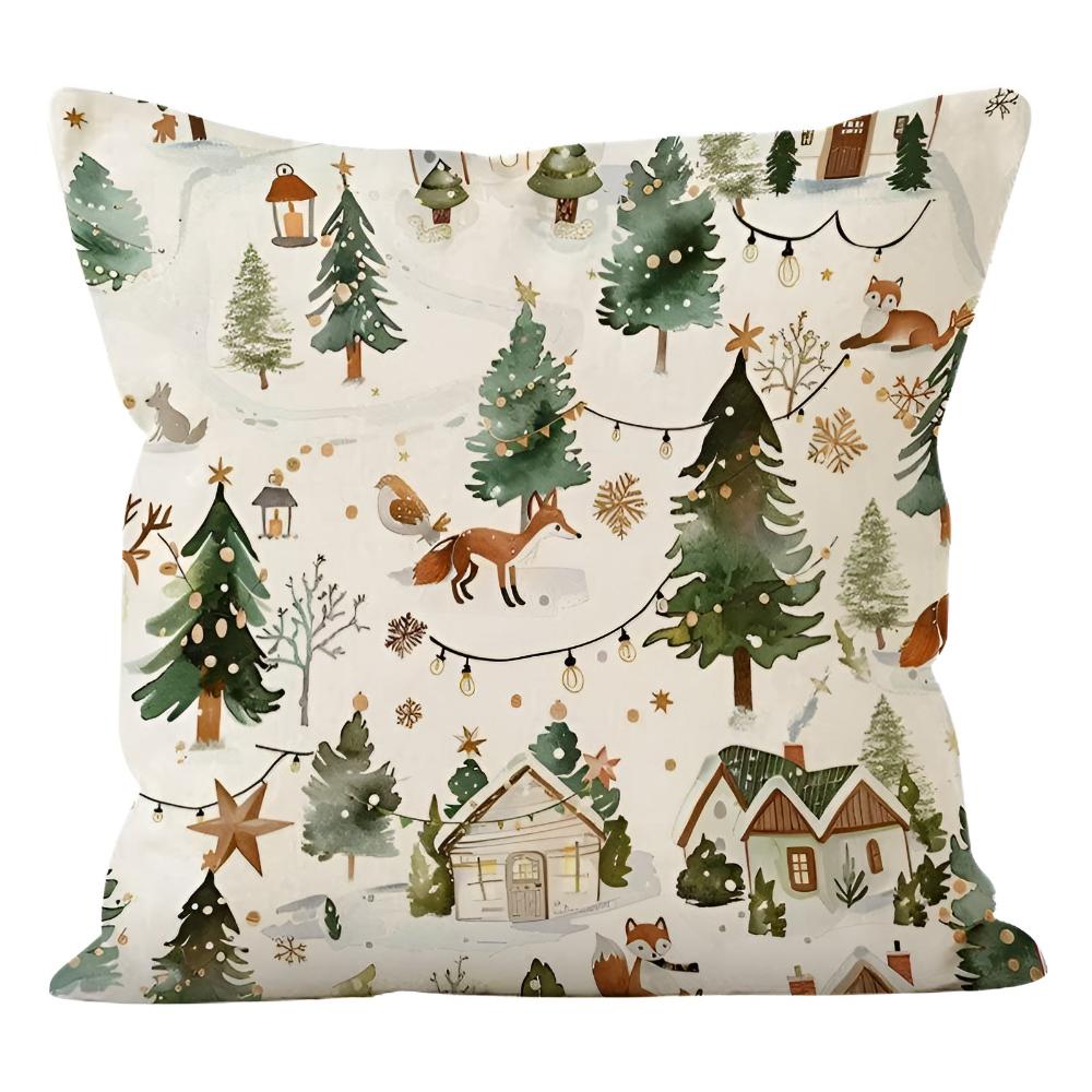 Wesley Christmas Cushion Cover - Polyester, Festive Snowman and Reindeer Design 6