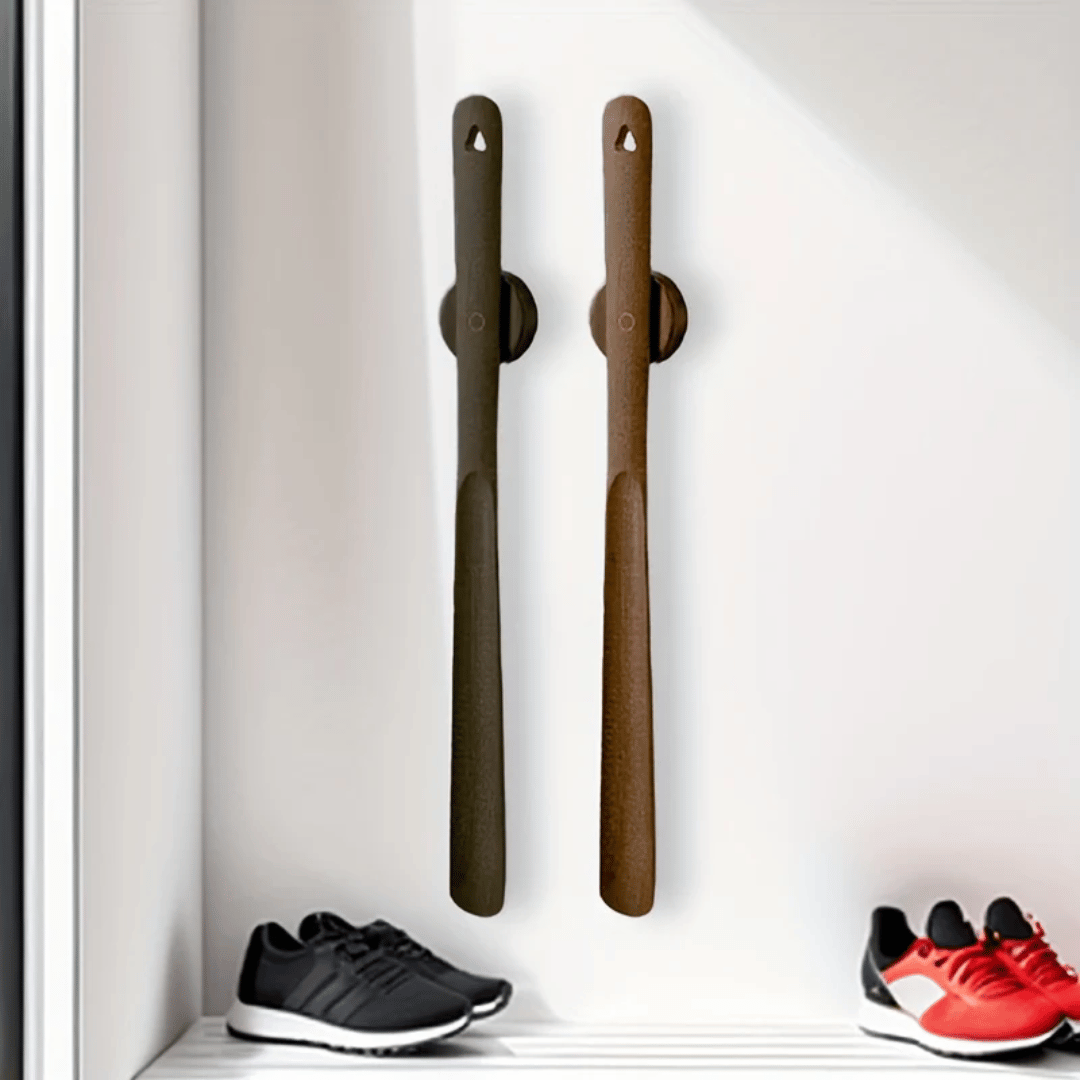 Wesley Long Handled Shoehorn - Beech Wood, Magnetic Wall Mount 0