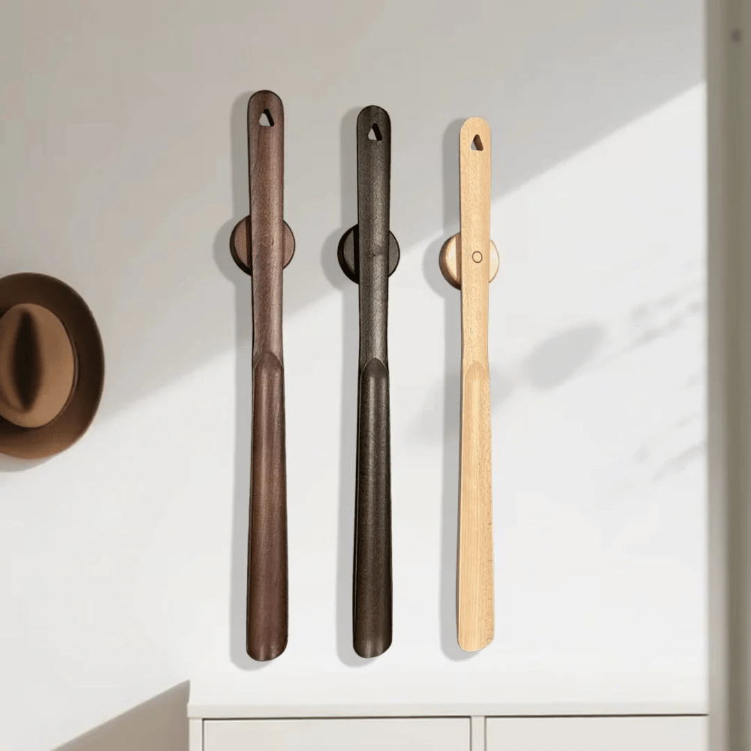 Wesley Long Handled Shoehorn - Beech Wood, Magnetic Wall Mount 8