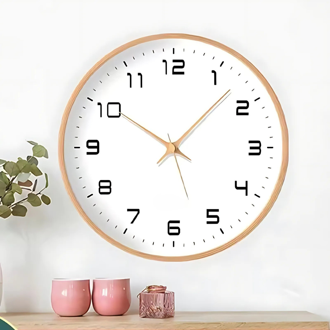 Wesley Modern Wall Clock - Wooden Silent Quartz Design 1