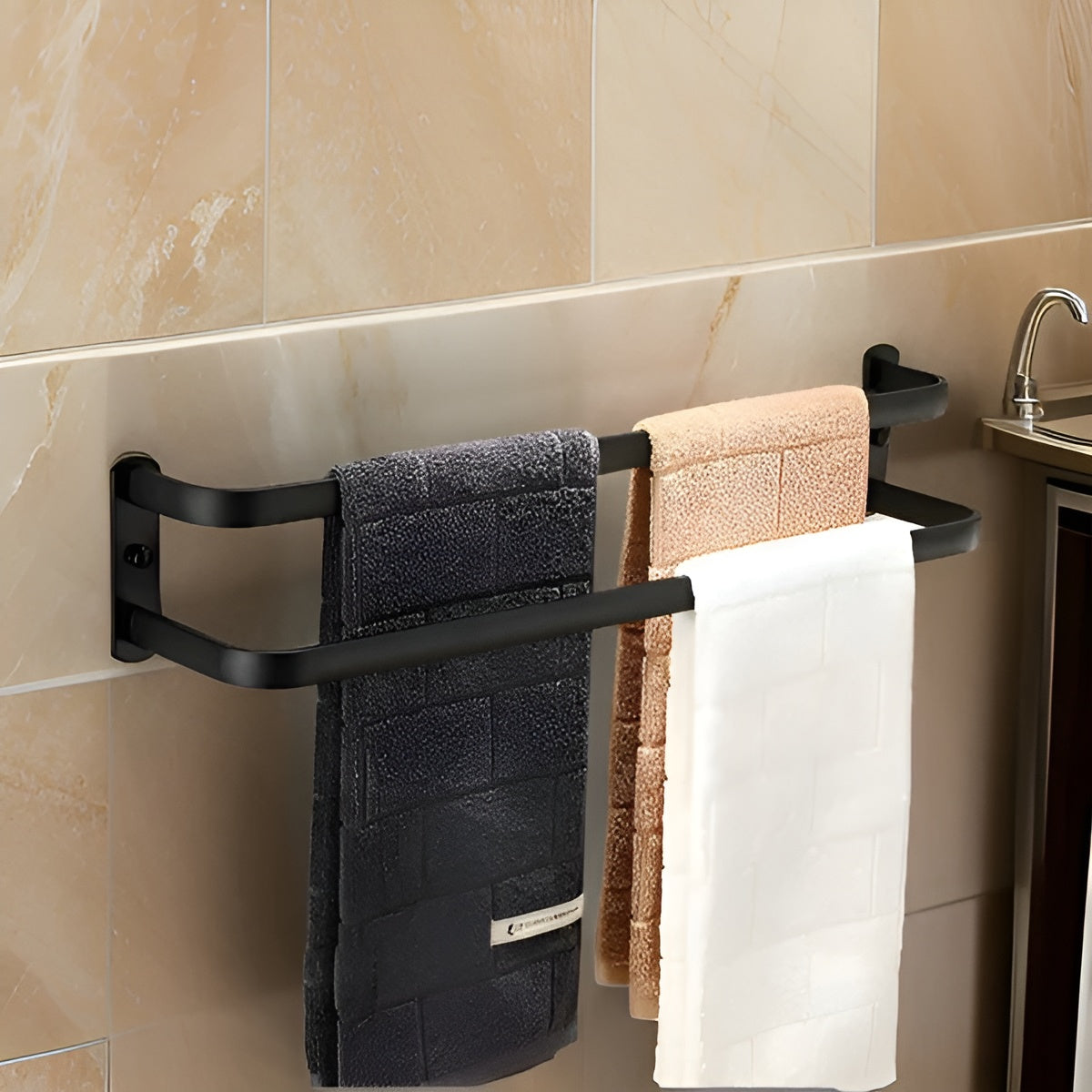 Wesley Towel Rack - Matte Black, 3-Tier Space-Saving Design 0