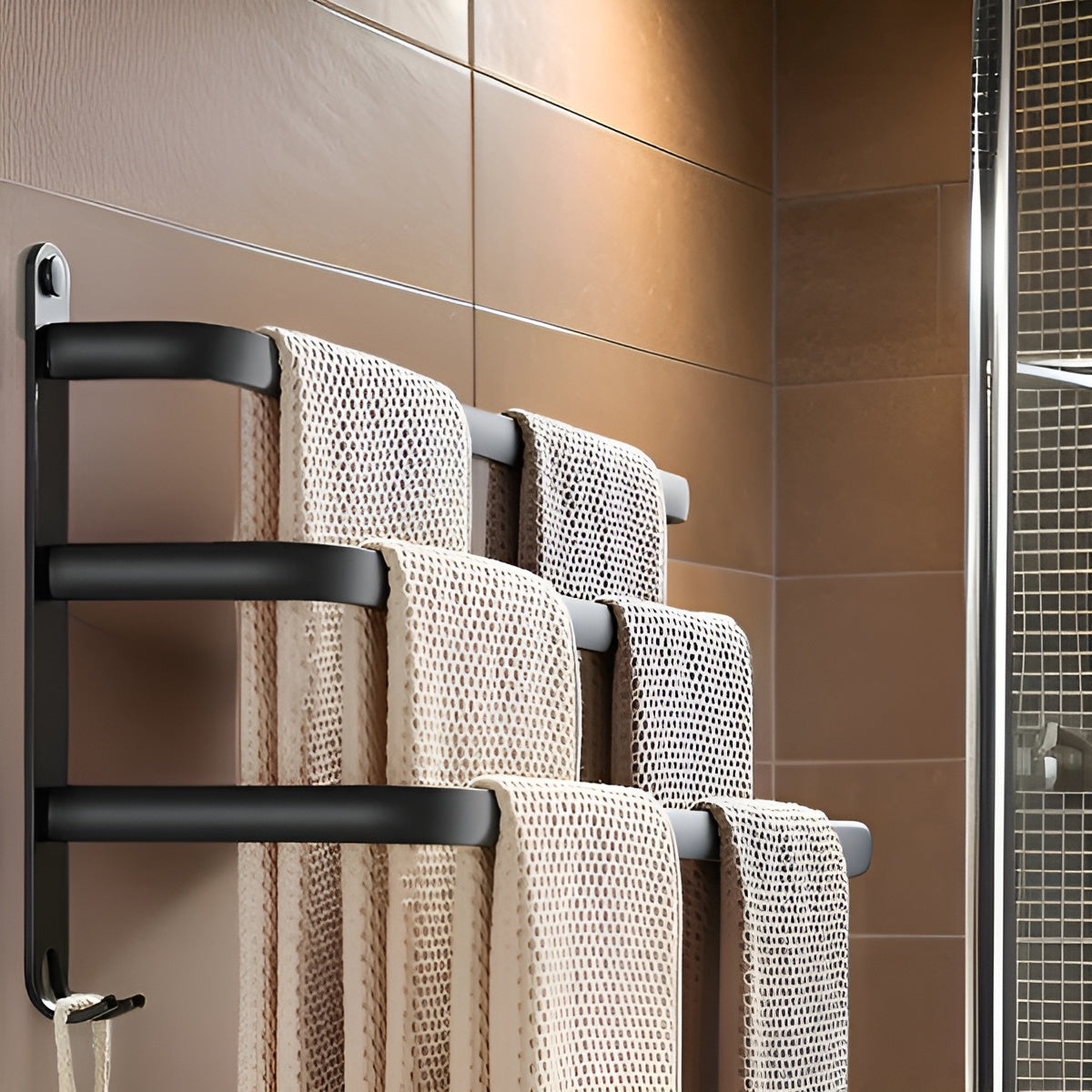 Wesley Towel Rack - Matte Black, 3-Tier Space-Saving Design 2