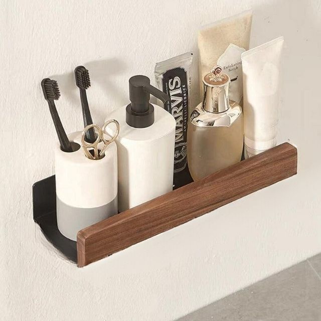 Willow Bathroom Shelf - Solid Wood, No-Drill Storage Solution 1