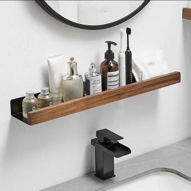 Willow Bathroom Shelf - Solid Wood, No-Drill Storage Solution 3