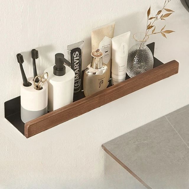Willow Bathroom Shelf - Solid Wood, No-Drill Storage Solution 4