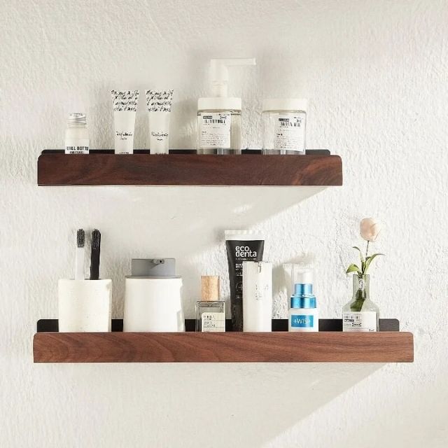 Willow Bathroom Shelf - Solid Wood, No-Drill Storage Solution 6