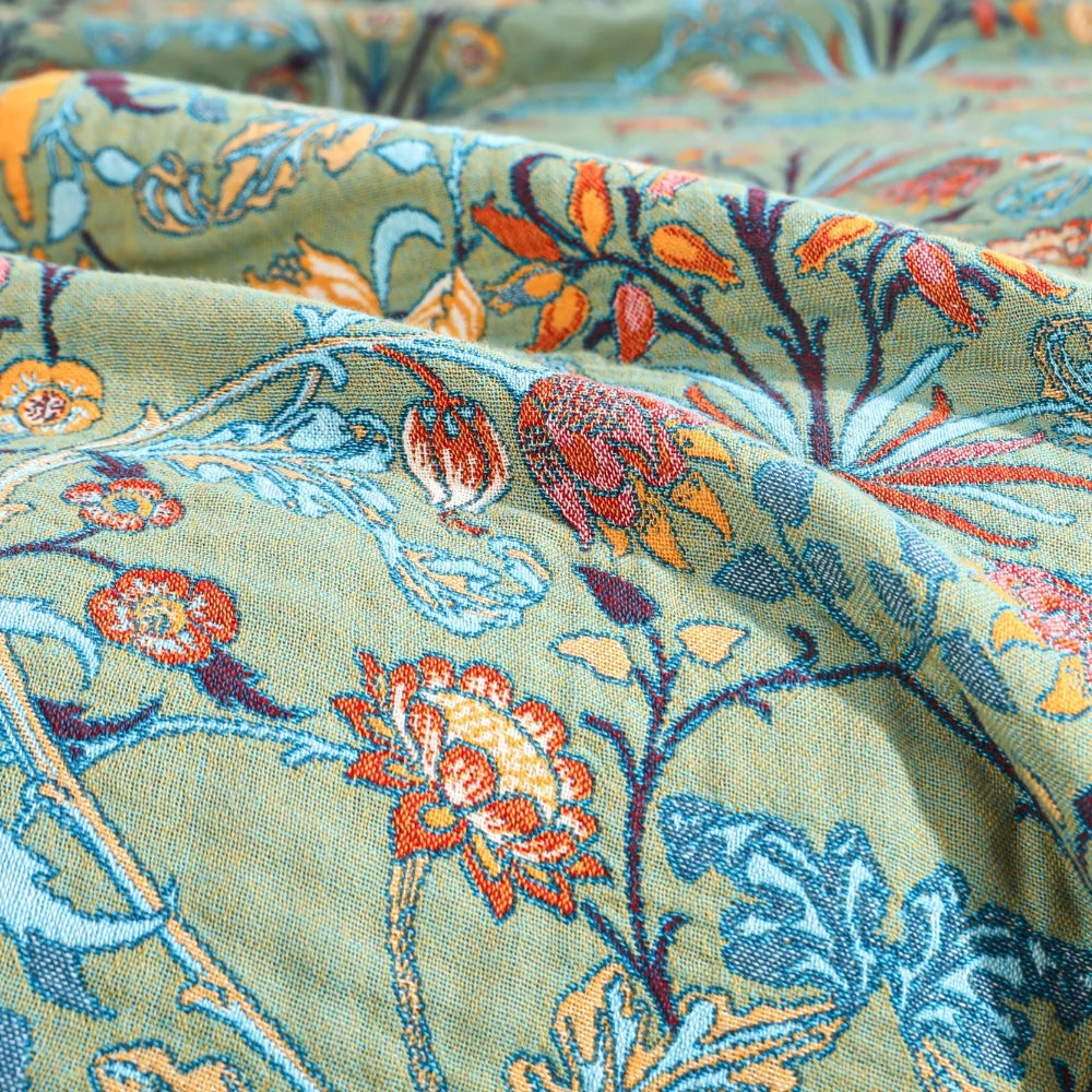 Willow Petal Blanket Throw - Pure Cotton, Reversible Floral Design 3