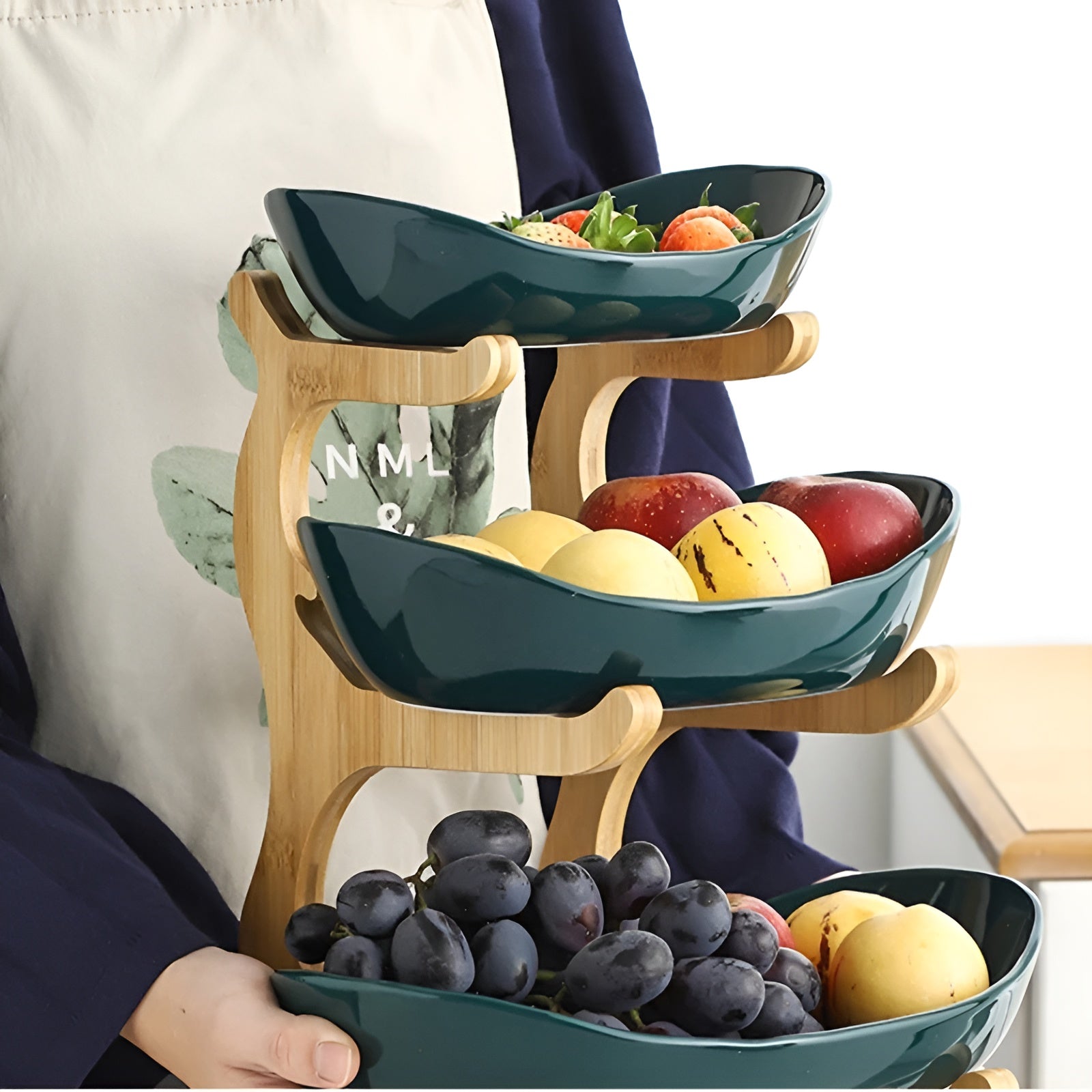 Wondrous Large Fruit Bowl - Wooden, Multi-Tiered Design 3
