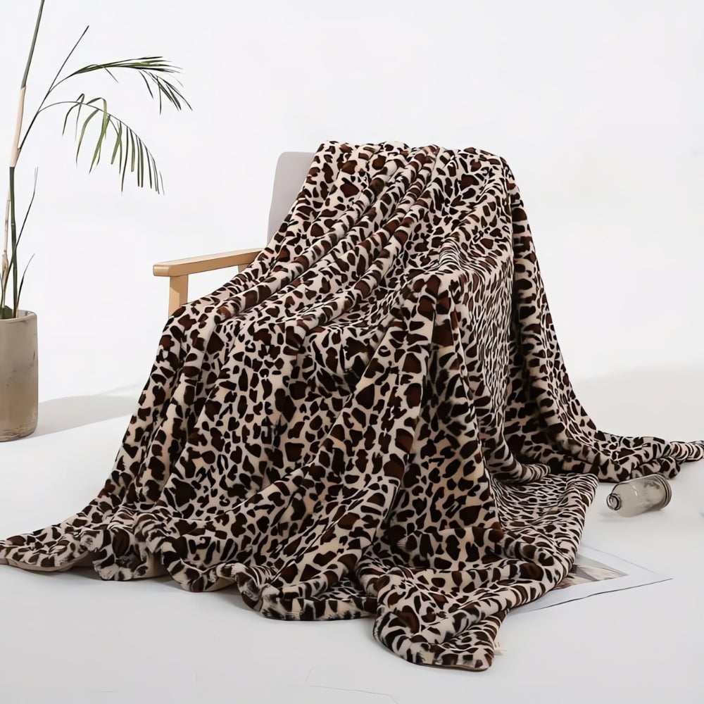Wren Leopard Print Blanket - Ultra-Soft Faux Fur, Cozy Throw 1
