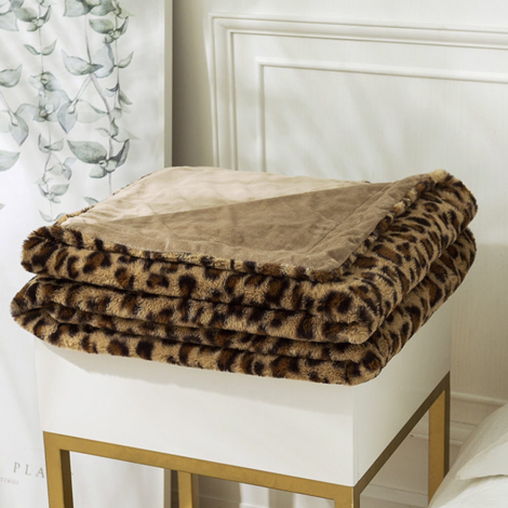 Wren Leopard Print Blanket - Ultra-Soft Faux Fur, Cozy Throw 4