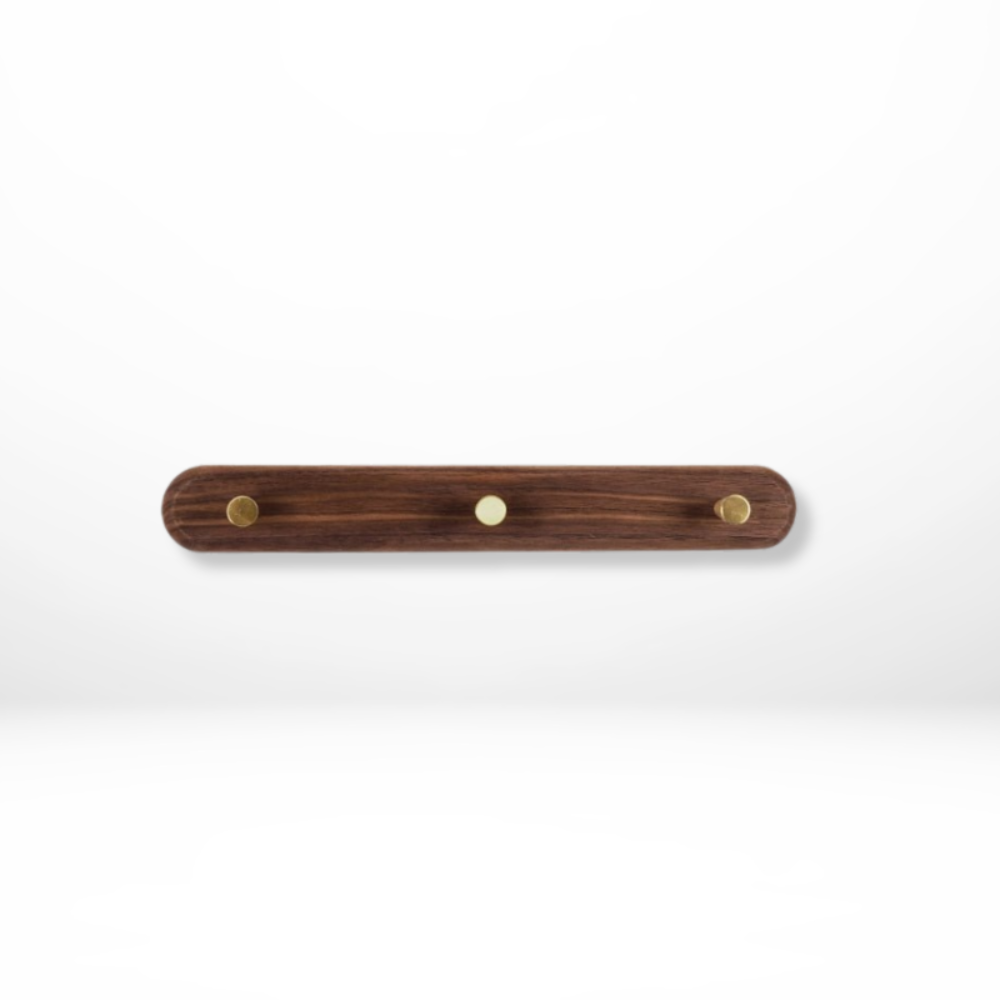 Wren Wall Hooks - Natural Wood with Brass Accents, Space-Saving Coat and Key Organizer 9