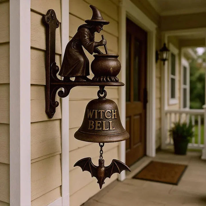 Wynter Doorbell - Cast Iron, Antique Bronze Witch Motif 2