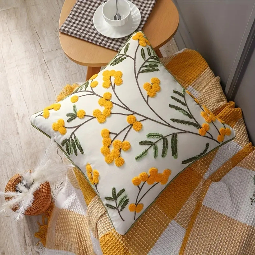 Yonder Cushion Cover - Microfiber Blend, Floral Embroidery for Sofa 4