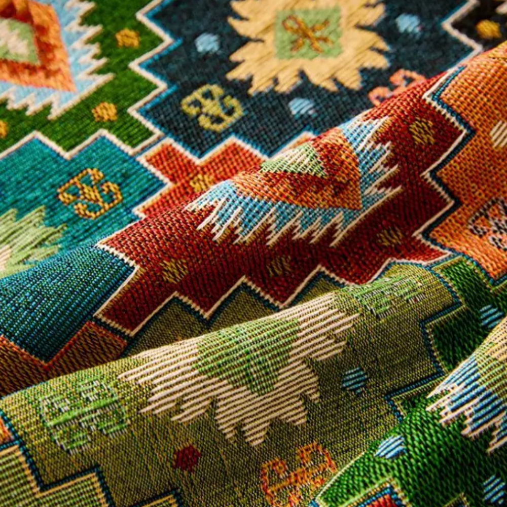 Zahara Sofa Cover - Soft Microfiber, Geometric Kilim Design 8