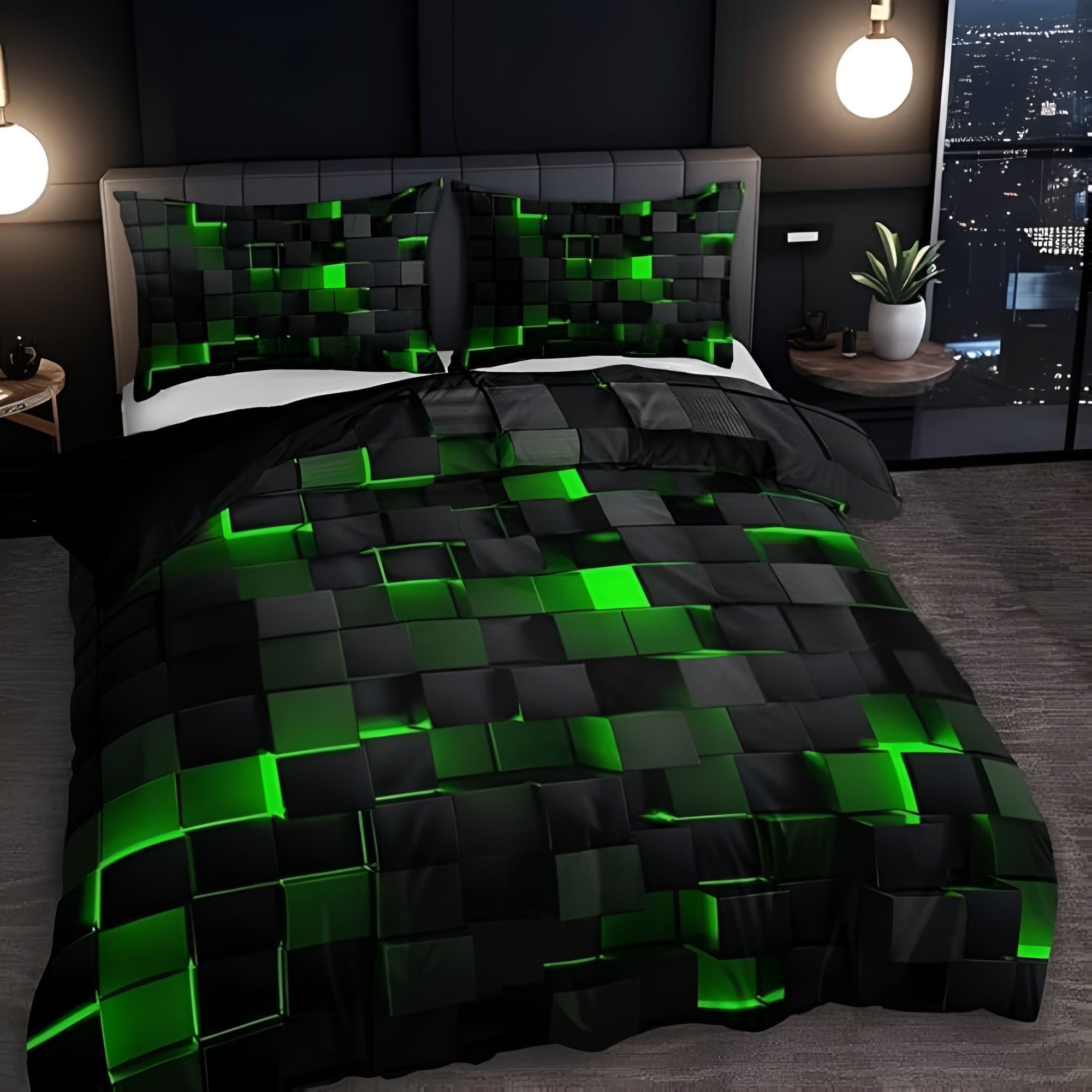 NeonGrid – Futuristic 3D Print Duvet Cover Set