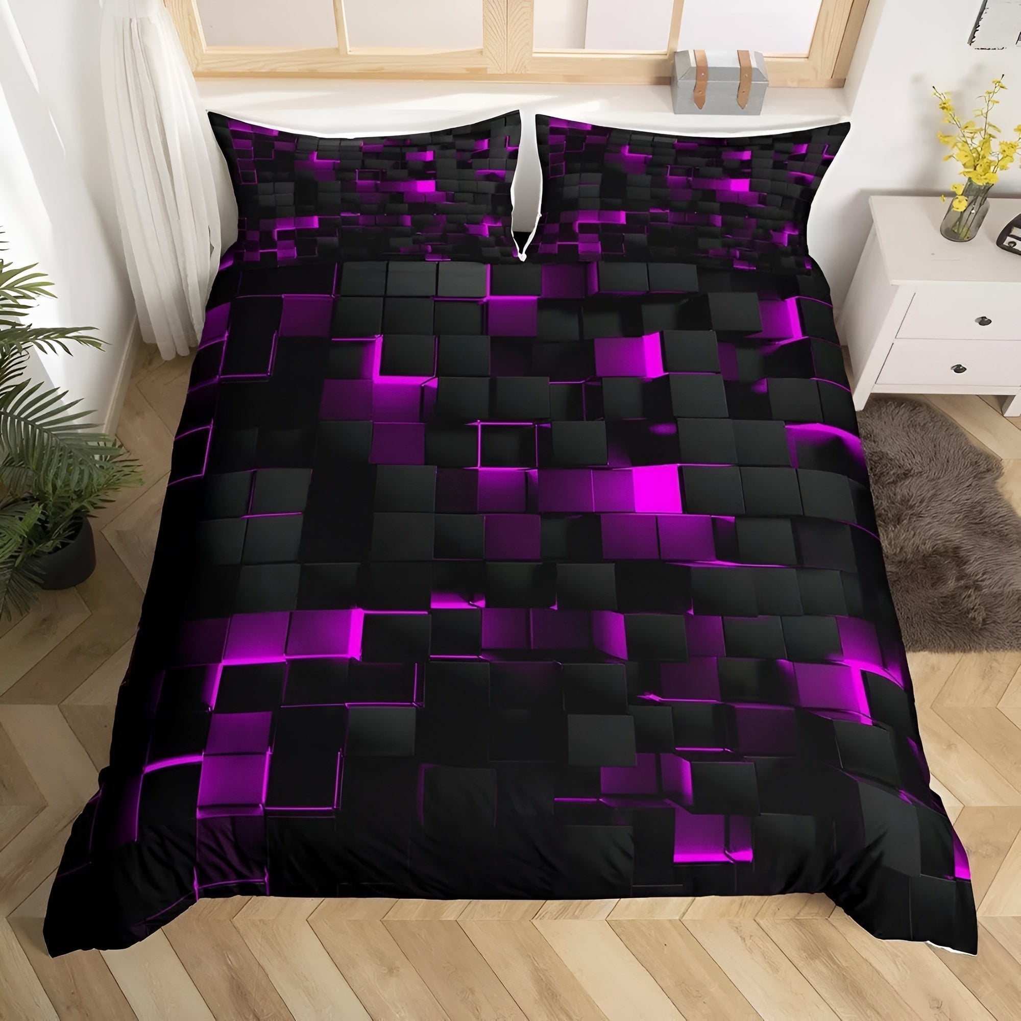 NeonGrid – Futuristic 3D Print Duvet Cover Set