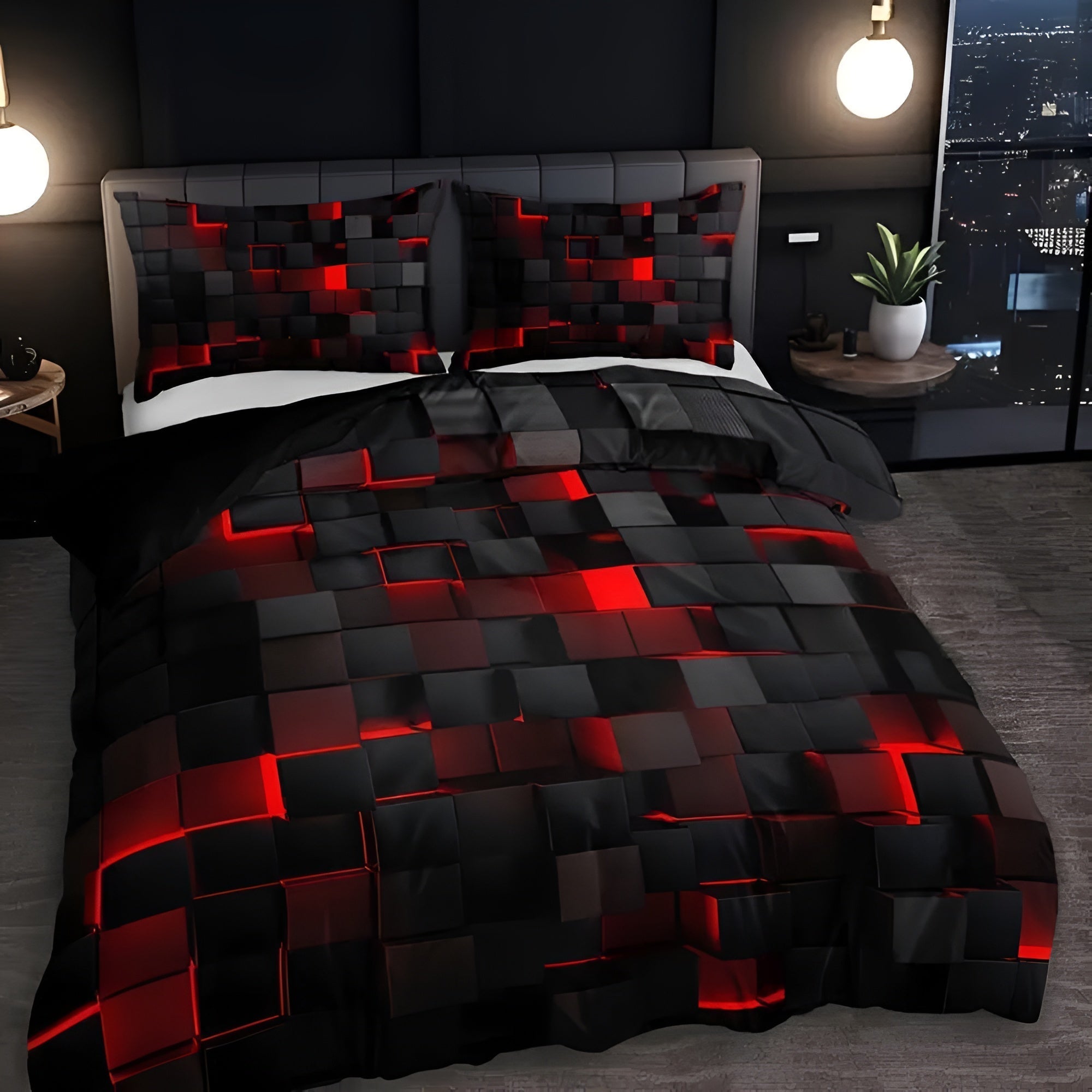 NeonGrid – Futuristic 3D Print Duvet Cover Set
