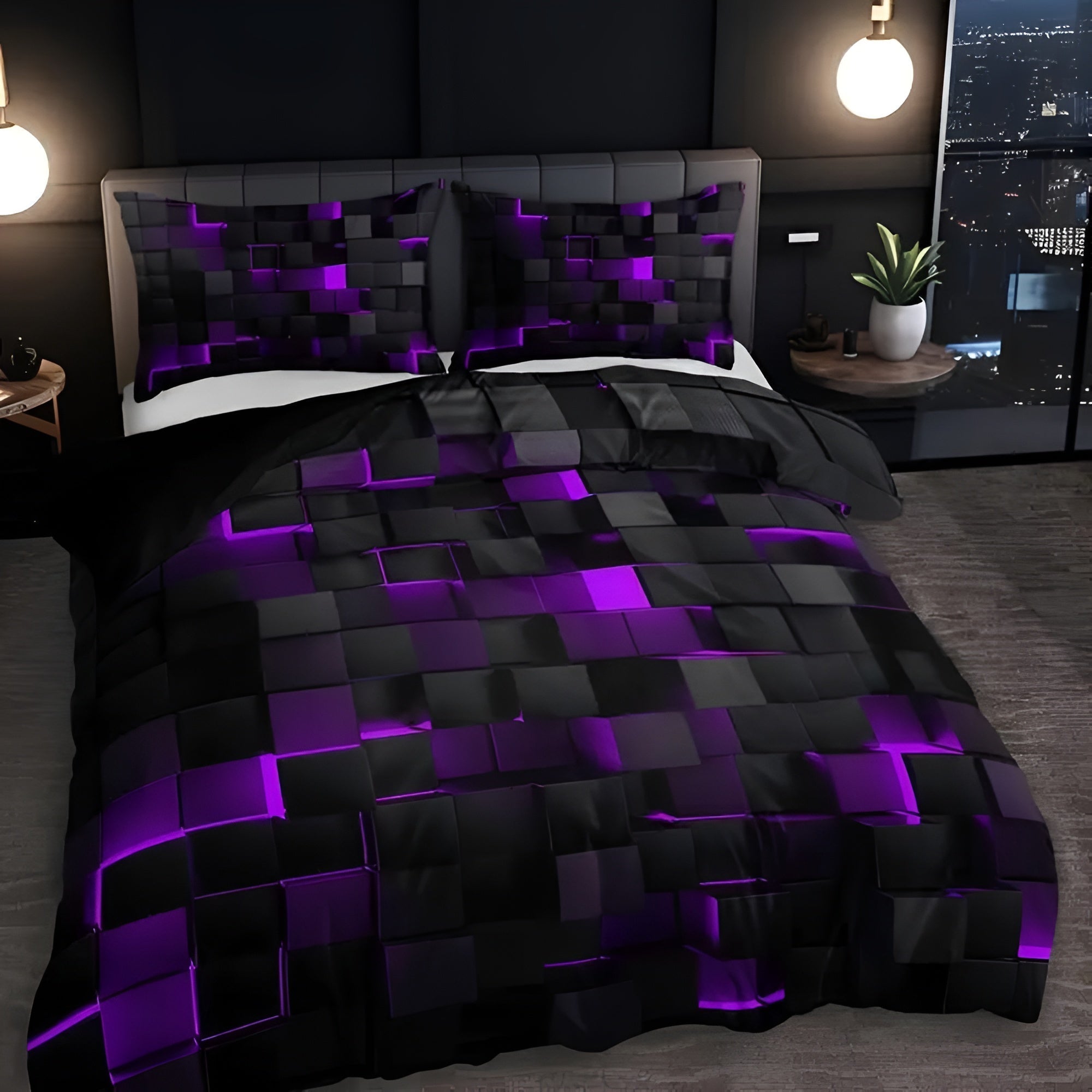 NeonGrid – Futuristic 3D Print Duvet Cover Set