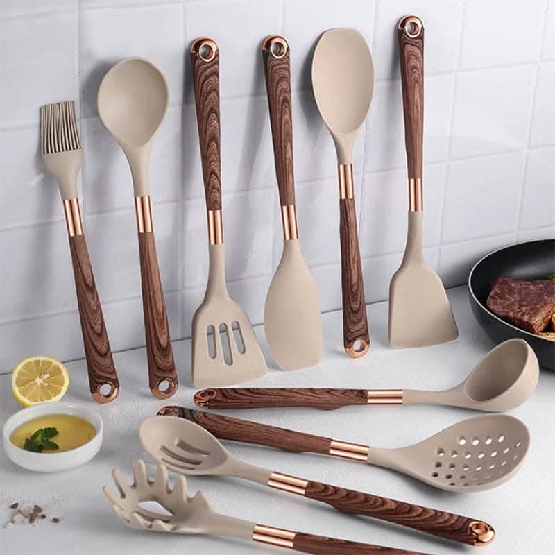 CulinaCraft – 10-Piece Silicone Kitchen Utensil Set – Durable, Heat-Resistant Stylish