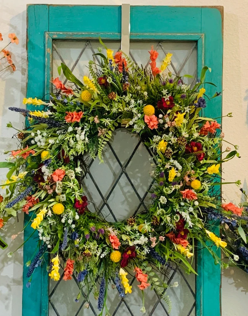 FloraWelcome – Spring Floral Door Wreath – Vibrant Entryway Decor