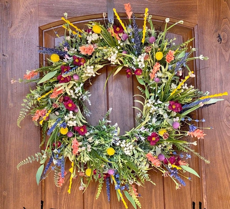 FloraWelcome – Spring Floral Door Wreath – Vibrant Entryway Decor